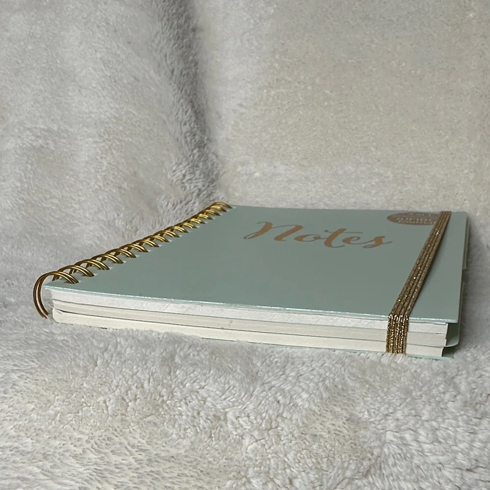 Notes Green & Gold Spiral Journal Doodle Sketch Notebook NWT lines dots blank